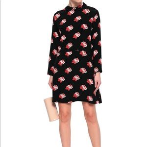 Ganni Floral-print crepe de chine mini shirt dress